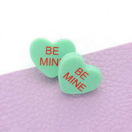 BE MINE Message Heart Stud Earrings