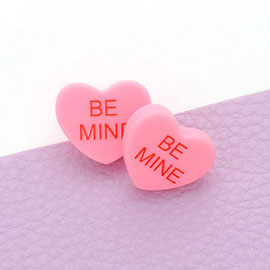 BE MINE Message Heart Stud Earrings