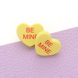 BE MINE Message Heart Stud Earrings