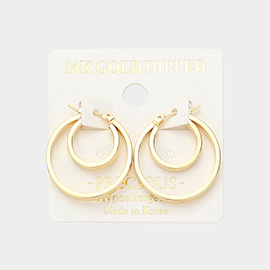 14K Gold Dipped Metal Hoop Pin Catch Earrings