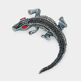 Stone Embellished Alligator/Crocodile Pin Brooch