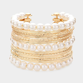 Pearl Metal Cuff Bracelet