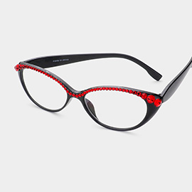 Crystal Detail Semi Cat Eyes Reading Glasses