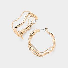 Wavy Metal Split Hoop Earrings