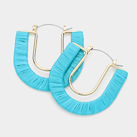 Raffia Wrapped U Shape Pin Catch Earrings