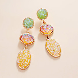 Triple Druzy Cluster Dropdown Earrings