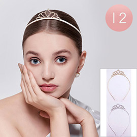 12PCS - Rhinestone Paved Princess Tiara