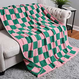 Reversible Checkerboard Patterned Throw Blanket