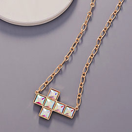 Crystal Stone Cross Necklace