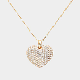 Rhinestone Embellished Heart Pendant Necklace