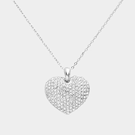 Rhinestone Embellished Heart Pendant Necklace