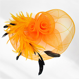 Feather Mesh Flower Fascinator / Headband