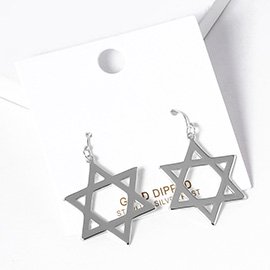 White Gold Dipped Star Of David Dangle Earrings