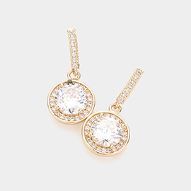 Round CZ Stone Dangle Evening Earrings