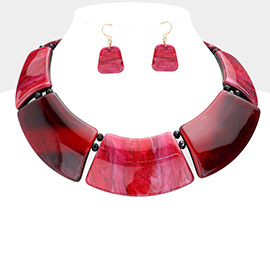 Marble Print Resin Curved Bib Necklace