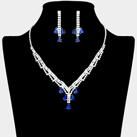 Teardrop Stone Accented Rhinestone Paved Necklace