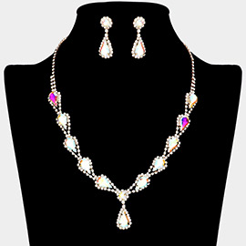 Teardrop Rhinestone Accented Necklace