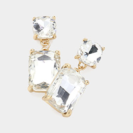 Square Rectangle Link Dangle Evening Earrings