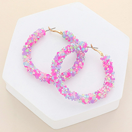 Faceted Beaded Hoop Earrings