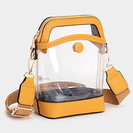 Solid Faux Leather Transparent Crossbody Bag