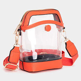 Solid Faux Leather Transparent Crossbody Bag