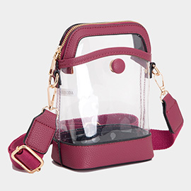 Solid Faux Leather Transparent Crossbody Bag