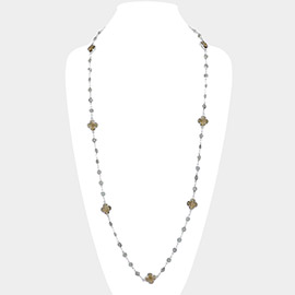 Quatrefoil Station Long Necklace