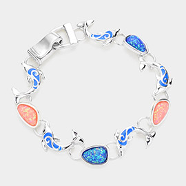 Enamel Dolphin Link Magnetic Bracelet