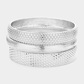 3PCS - Textured Metal Multi Layered Bangle Bracelets