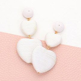 Thread Wrapped Double Heart Dropdown Earrings