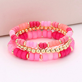 3PCS - Bead Metal Ball Stretch Bracelets