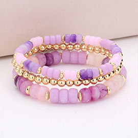 3PCS - Bead Metal Ball Stretch Bracelets