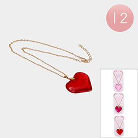 12PCS - Heart Pendant Necklaces