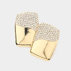 Rhinestone Paved Pointed Rectangle Earrings