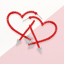 Rhinestone Paved Open Heart Arrow Earrings