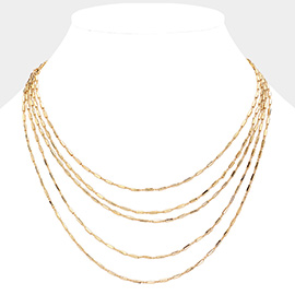 SECRET BOX_Multi Layered Brass Chain Necklace