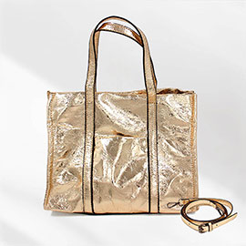 Metallic Top Handle Crossbody Bag