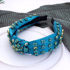 Glass Stone Cluster Decorated Knot Headband