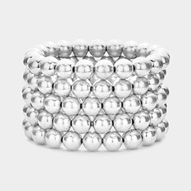 5PCS - Metal Ball Stretch Multi Layered Bracelets