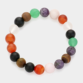 Natural Stone Beaded Stretch Bracelet