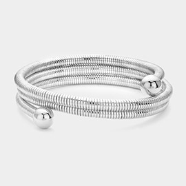 Metal Ball Tip Textured Metal Coil Bracelet