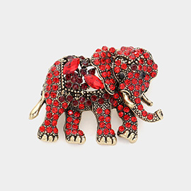 Stone Embellished Elephant Pin Brooch