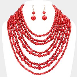 Pearl Multi Strand Bib Necklace