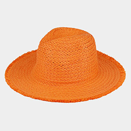 Frayed Solid Straw Sun Hat