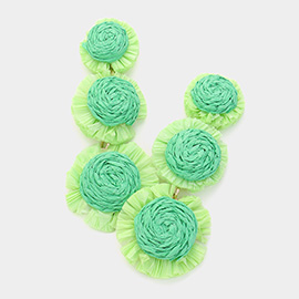 Triple Raffia Flower Link Dropdown Earrings