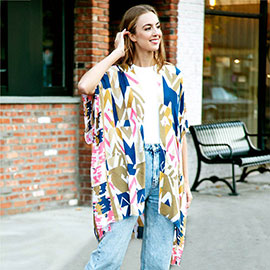 Abstract Cover Up Kimono Poncho