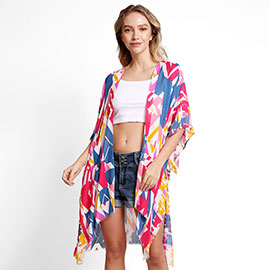 Abstract Cover Up Kimono Poncho