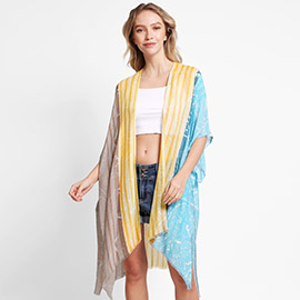 Paisley Stripe Cover Up Kimono Poncho