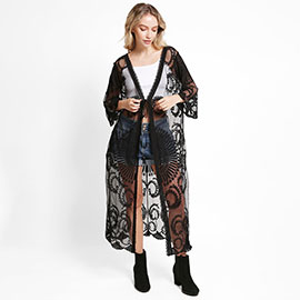 Tie-Knot Lace Cover Up Kimono Poncho