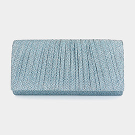 Pleated Shimmery Evening Clutch / Crossbody Bag